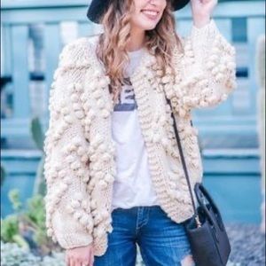 Cream Knit Heart Cardigan